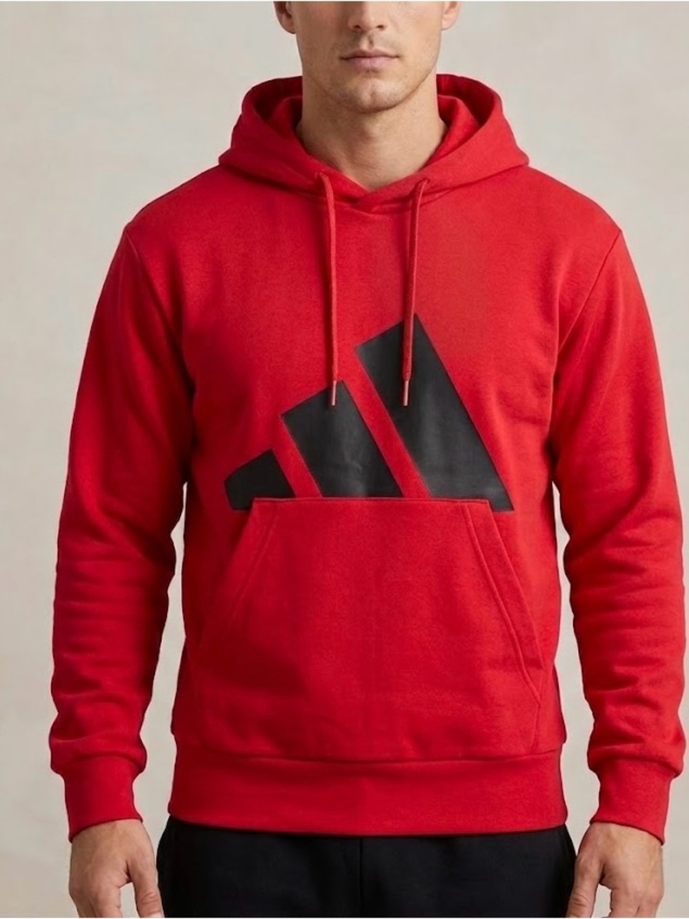 ADIDAS Mens Essentials Big Logo
Fleece Hoodie Pure Ruby/Black Size S